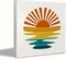 Summer Desk Decor,Retro Sun Sunset Rays Rustic Summer Wood Block Plaque Box Sign Desk Decor